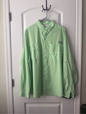 Columbia Lime Green PFG Long Sleeve Shirt
